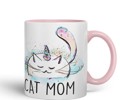 Vixar Cat Mum Unicorn Kitten Ceramic 330 ml Coloured Mug Cup Gift Tea Coffee Christmas Office Home
