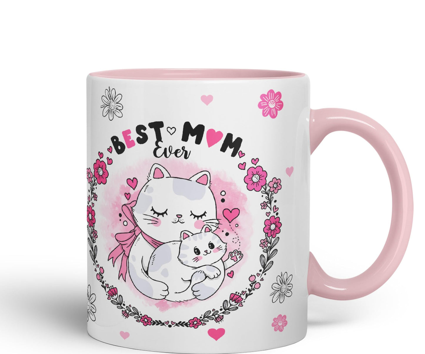 Vixar Best Mum Ever Cat with Kitten Ceramic Coloured Mug Cup Gift Tea Coffee Christmas Office Home
