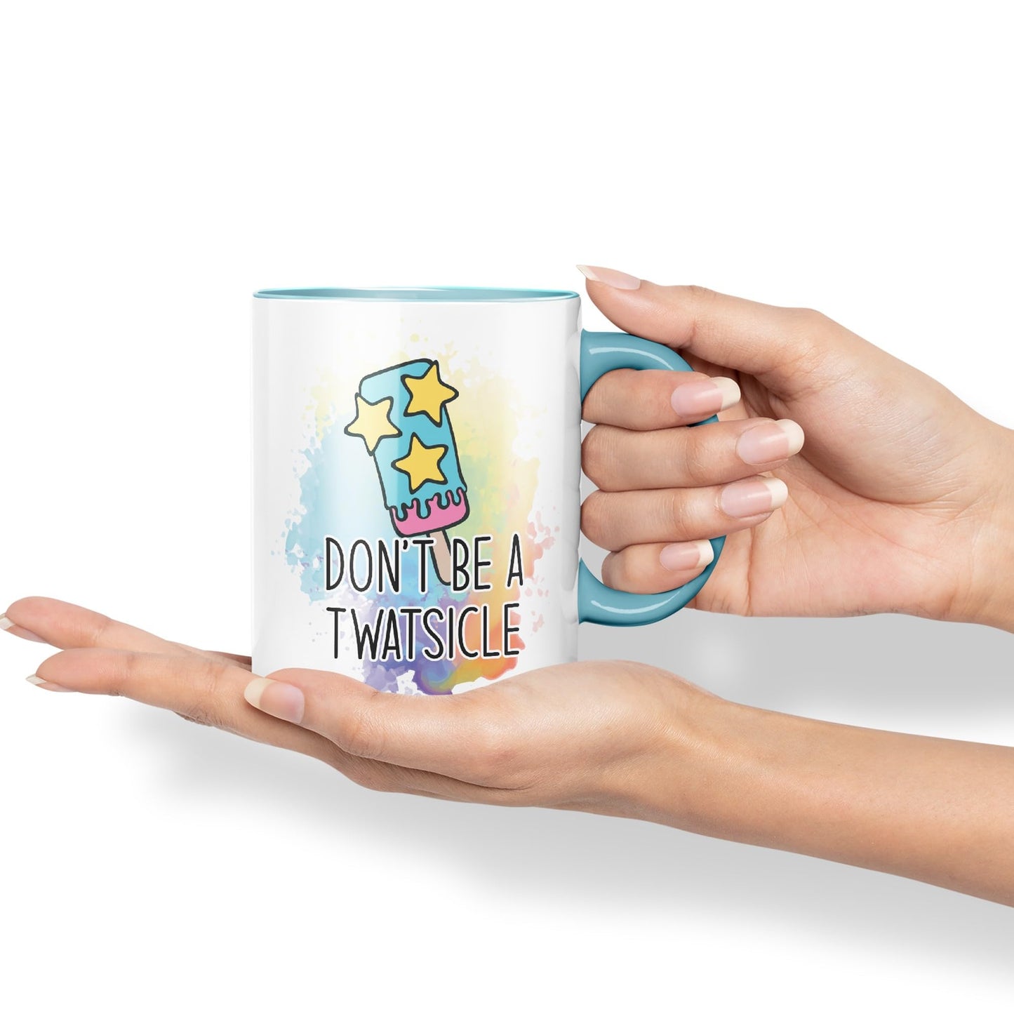 Don't be a Twatsicle Ice Sarcastic Joke Ceramic Coloured Mug Cup for Tea Coffee Hot Brew 330ml 11Oz