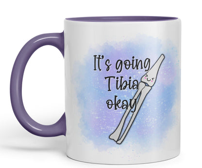 Vixar Anatomy Pun Humor It's Going Tibia ok Coloured Ceramic 330 ml Mug Cup Gift Birthday Work Office Tea Coffee