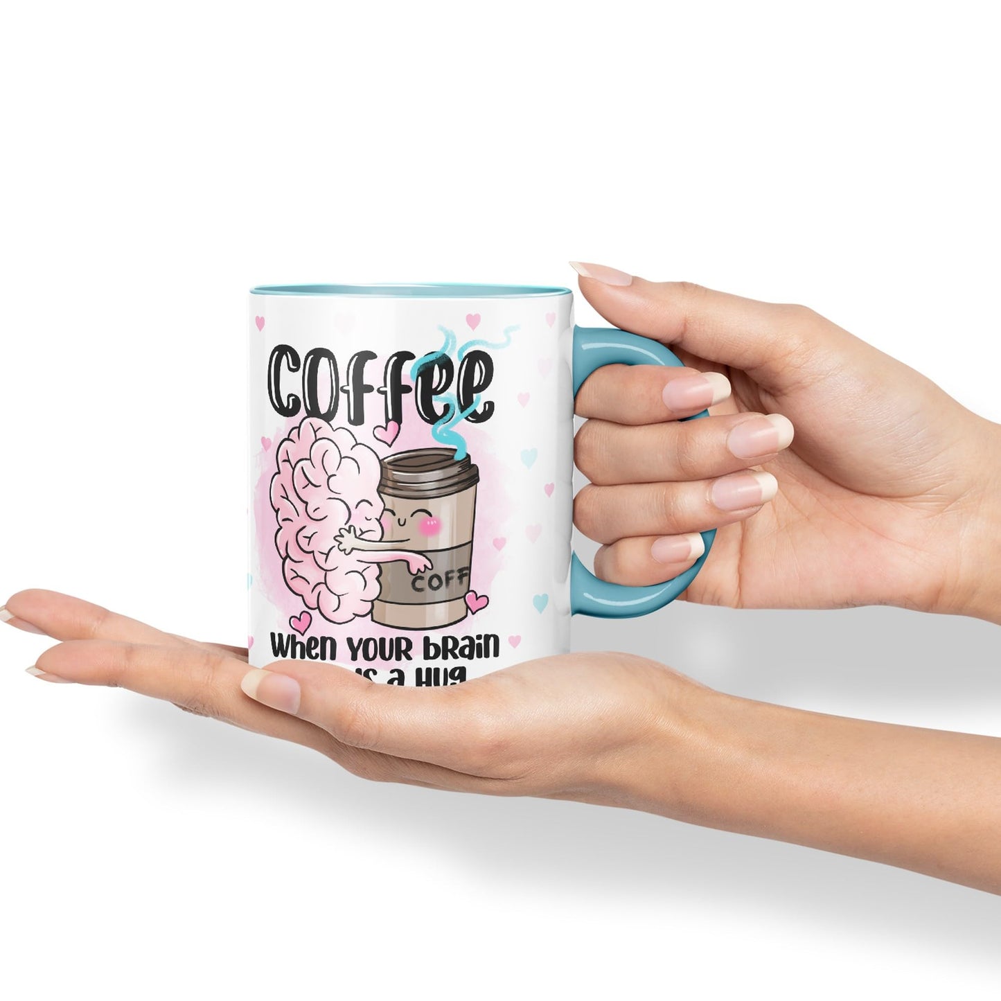 Vixar Coffee When You Brain Needs a Hug Ceramic Coloured Mug Cup Gift Tea Coffee Christmas Office Home Joke Sarcastic