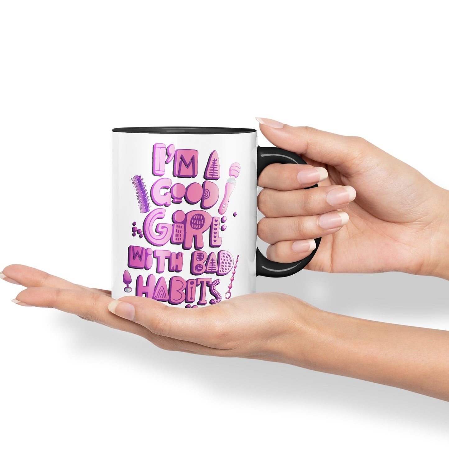 Vixar I'm Good Girl with Bad Habits Woman Toys Ceramic Coloured Mug Cup Gift Tea Coffee Christmas Office Home Sarcastic Joke