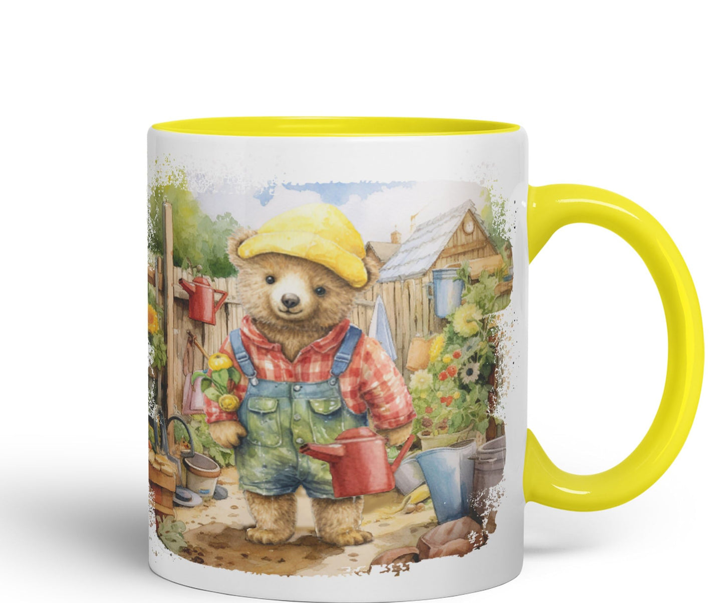 Vixar Teddy Bear Gardener Men Garden Ceramic Mug Coloured Mug Cup Gift Birthday Work Office Tea Coffee