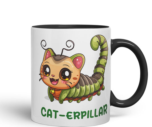 Cat-erpillar cat Kitten Joke sarkasm Sarcastic Ceramic Coloured Mug Cup for Tea Coffee Hot Brew 330ml 11Oz Gift
