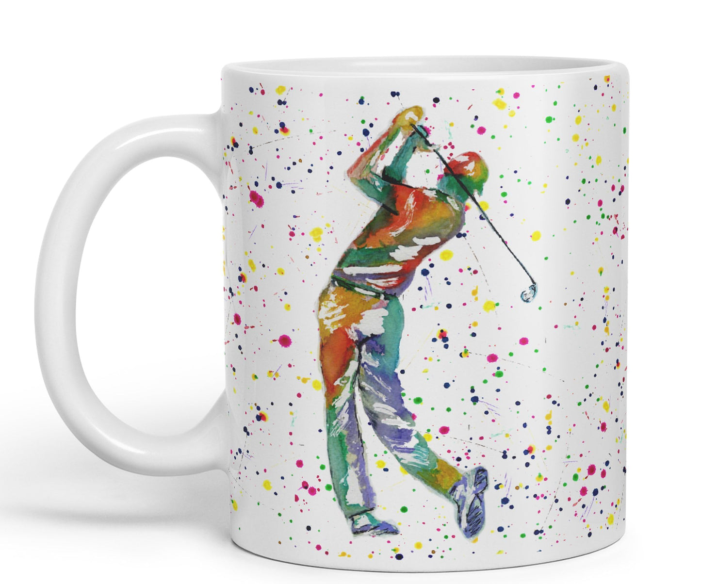 Golfer Golf Sport Watercolour hobby Ceramic Coloured Mug Cup for Tea Coffee Hot brew 330ml 11Oz Gift