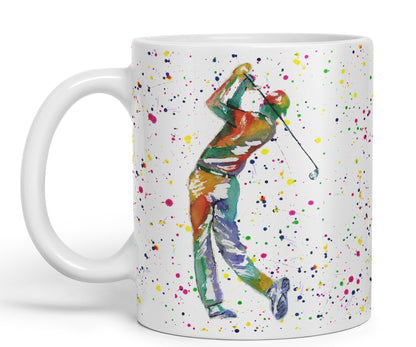Golfer Golf Sport Watercolour hobby Ceramic Coloured Mug Cup for Tea Coffee Hot brew 330ml 11Oz Gift