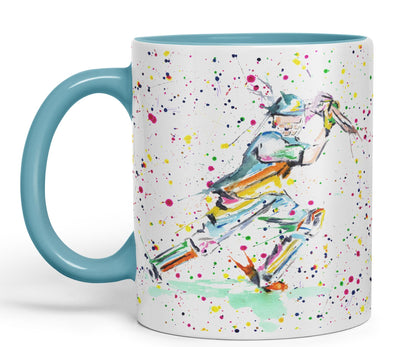 Cricket Sport Sportsmen Watercolour Ceramic Coloured Mug Cup for Tea Coffee Hot brew 330ml 11Oz Gift