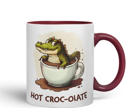 Hot Croc-olate, hot Chocolate Crocodile Joke sarkasm Sarcastic Ceramic Coloured Mug Cup for Tea Coffee Hot Brew 330ml 11Oz Gift
