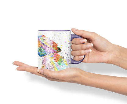 Vixar Bearded Dragon Reptile Pogona Pet Animals Watercolour Art Coloured Mug Cup Gift Birthday Work Office Tea Coffee