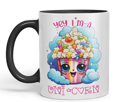 Yey I'm a Unicorn Popcorn Joke sarkasm Sarcastic Ceramic Coloured Mug Cup for Tea Coffee Hot Brew 330ml 11Oz Gift