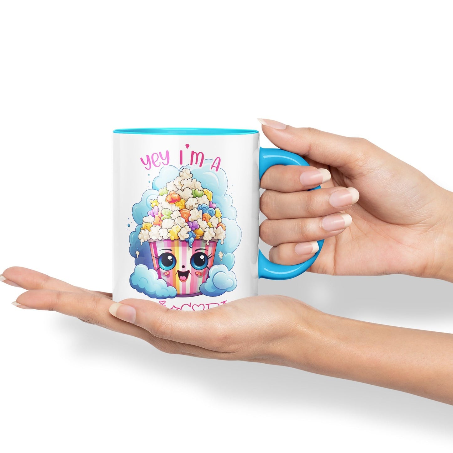 Yey I'm a Unicorn Popcorn Joke sarkasm Sarcastic Ceramic Coloured Mug Cup for Tea Coffee Hot Brew 330ml 11Oz Gift
