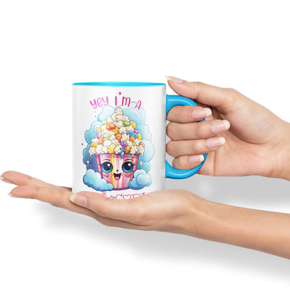 Yey I'm a Unicorn Popcorn Joke sarkasm Sarcastic Ceramic Coloured Mug Cup for Tea Coffee Hot Brew 330ml 11Oz Gift