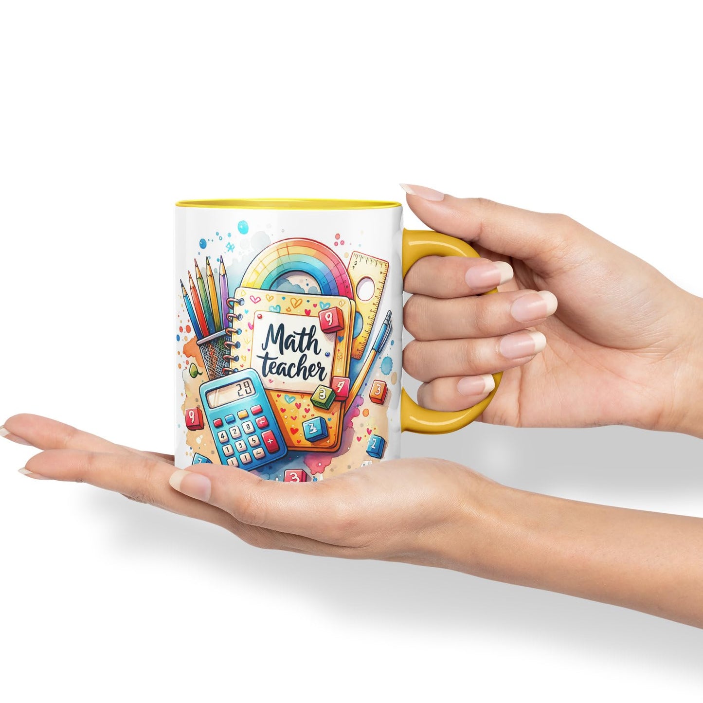 Vixar Math Teacher Mug Thank You, End of School Gift Ceramic Coloured Mug Cup for Tea Coffee Hot Brew 330ml 11Oz Gift