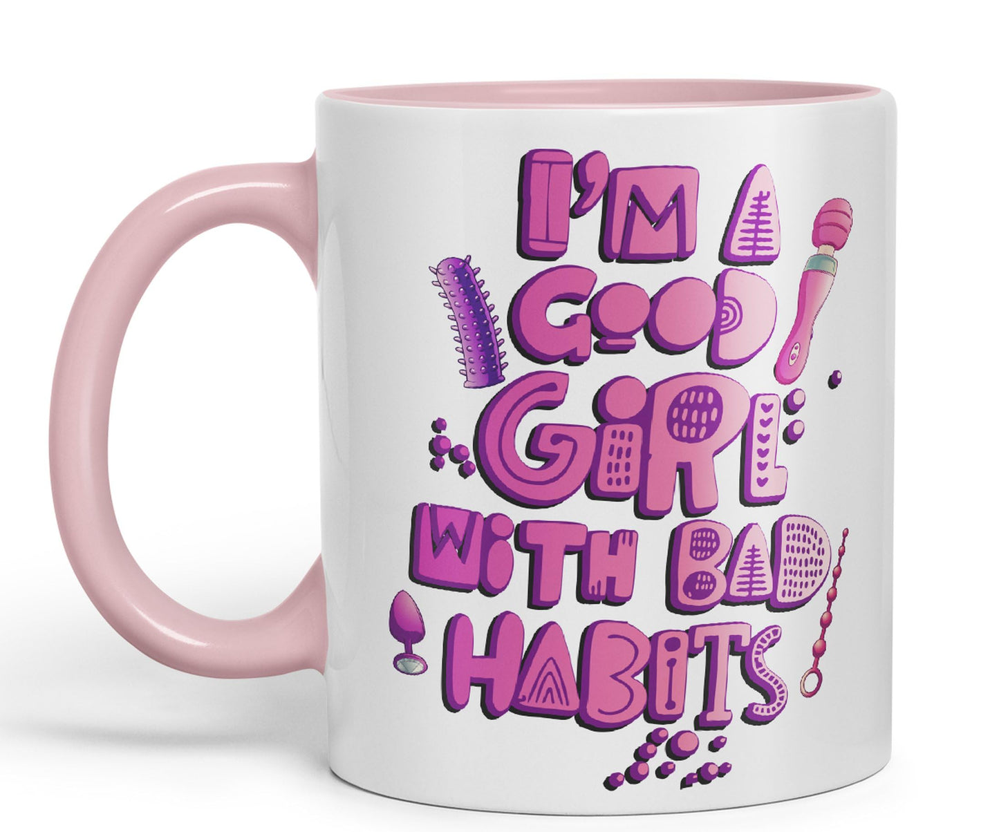 Vixar I'm Good Girl with Bad Habits Woman Toys Ceramic Coloured Mug Cup Gift Tea Coffee Christmas Office Home Sarcastic Joke