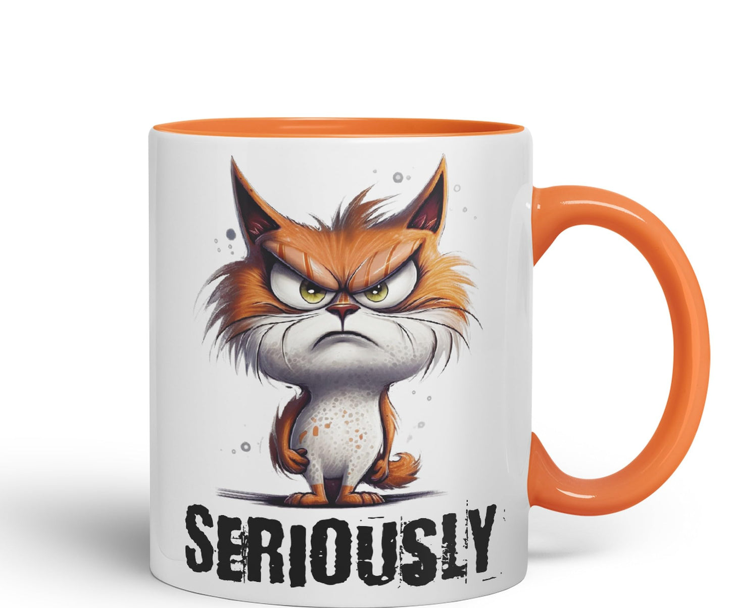 Cat Seriously kittten Joke sarkasm Sarcastic Ceramic Coloured Mug Cup for Tea Coffee Hot Brew 330ml 11Oz Gift