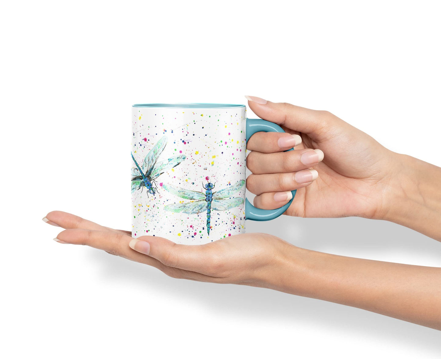 Vixar Dragonflies Dragonfly Insect Animals Watercolour Art Coloured Mug Cup Gift Birthday Work Office Tea Coffee