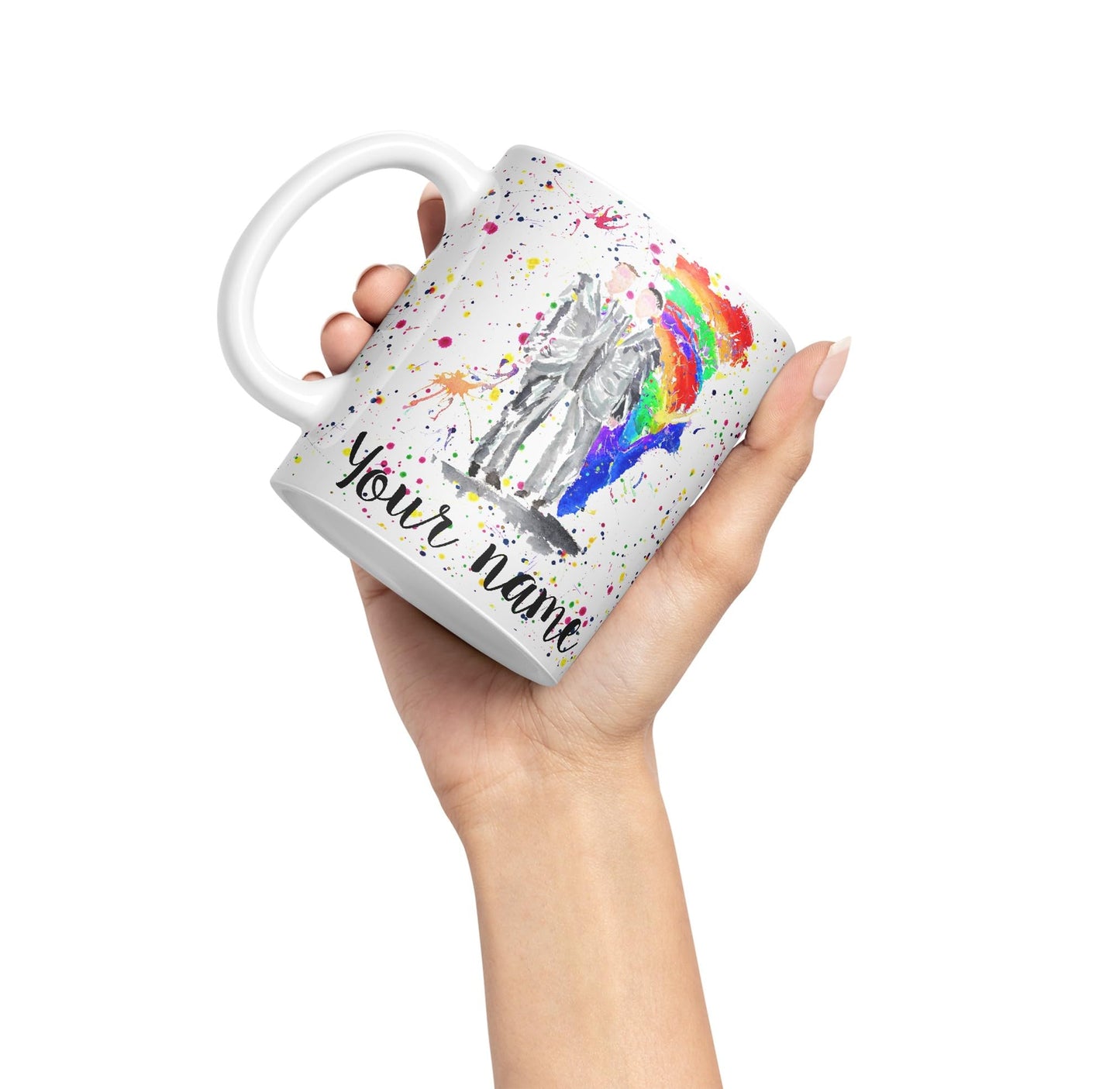 Vixar Personalised with Your Text Wedding Mr and Mr Pride Gay Art Coloured Ceramic Mug Cup Gift 330ml 11oz Custom Work Office Tea Coffee