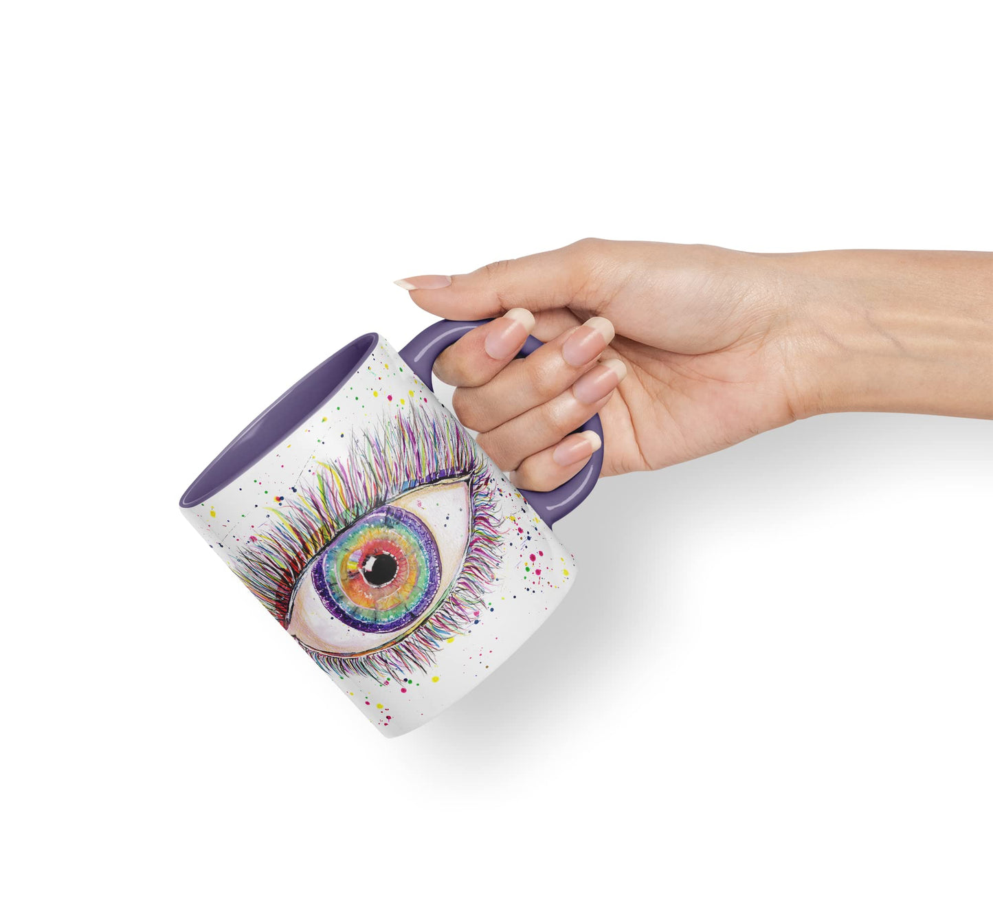 Vixar Eye Rainbow Watercolour Art Coloured Mug Cup Gift Birthday Work Office Tea Coffee