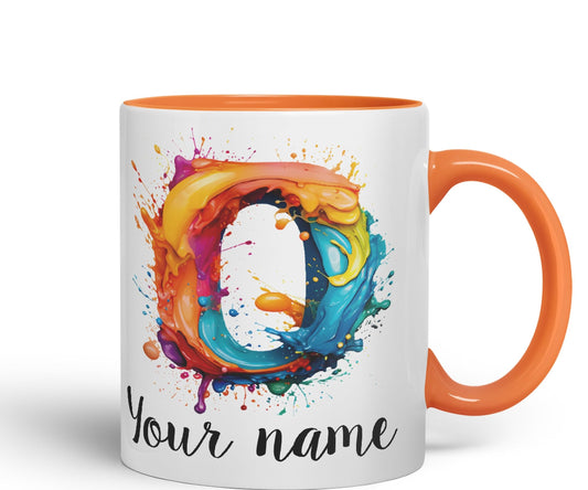 Personalised Letter O mug, Alphabet cusomized custom Letter O Monogram watercolour Ceramic Coloured Mug Cup for Tea Coffee Hot brew 330ml 11Oz Gift