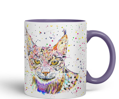 Vixar Lynx Cat Animal Watercolour Art Coloured 330 ml Mug Cup Gift Birthday Work Office Tea Coffee