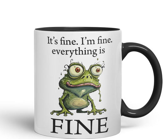 Vixar Frog It's fine I'm fine Everything is fine Joke Sarcastic Ceramic Mug Coloured Mug Cup Gift Tea Coffee Christmas
