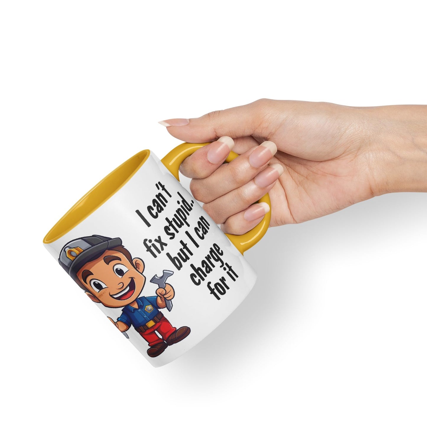 I Can't fix Stupid.. But I can Charge for it, Joke Sarcastic Ceramic Coloured Mug Cup for Tea Coffee Hot Brew 330ml 11Oz