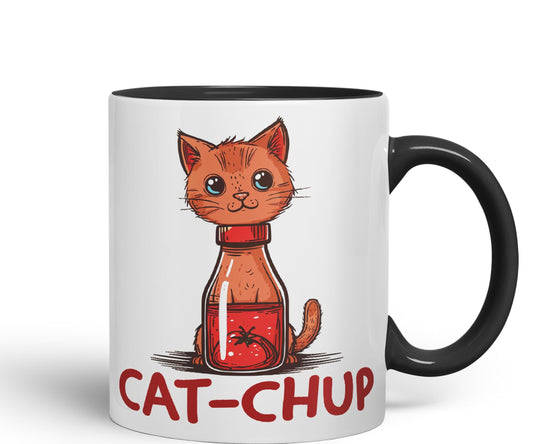 Cat-Chup, Cat Kitten Joke sarkasm Sarcastic Ceramic Coloured Mug Cup for Tea Coffee Hot Brew 330ml 11Oz Gift