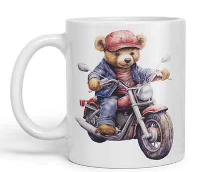 Vixar Teddy Bear Biker Motorbike Ceramic Mug Coloured Mug Cup Gift Birthday Work Office Tea Coffee