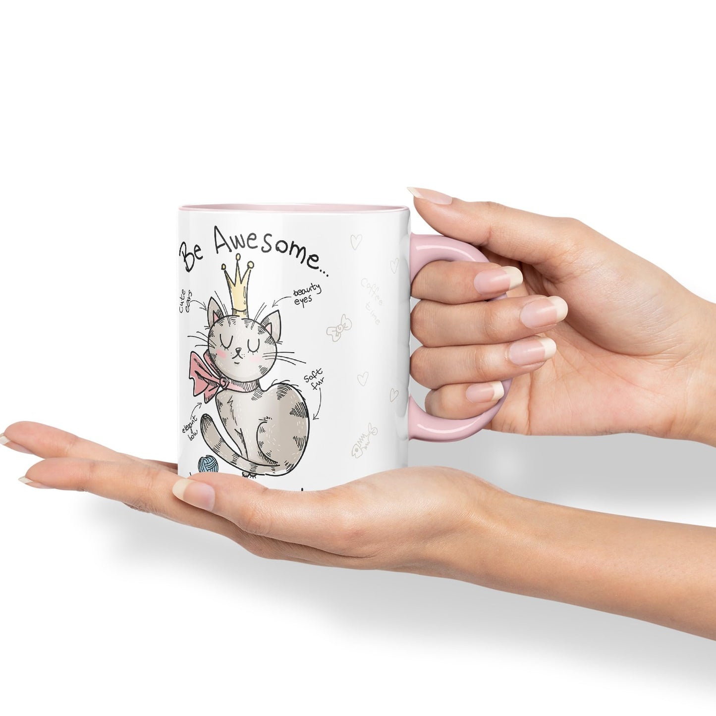 Vixar Be Awesome... Cat Ceramic Coloured Mug Cup Gift Tea Coffee Christmas Office Home Sarcastic Joke