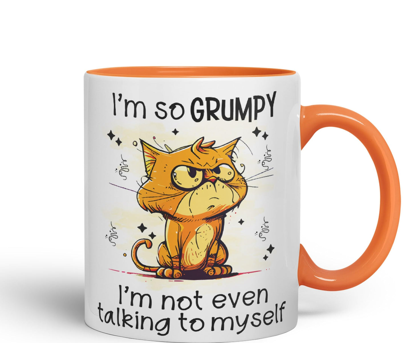 I'm so Grumpy, I'm not Even Talking to Myself cat Joke sarkasm Ceramic Coloured Mug Cup for Tea Coffee Hot Brew 330ml 11Oz Gift