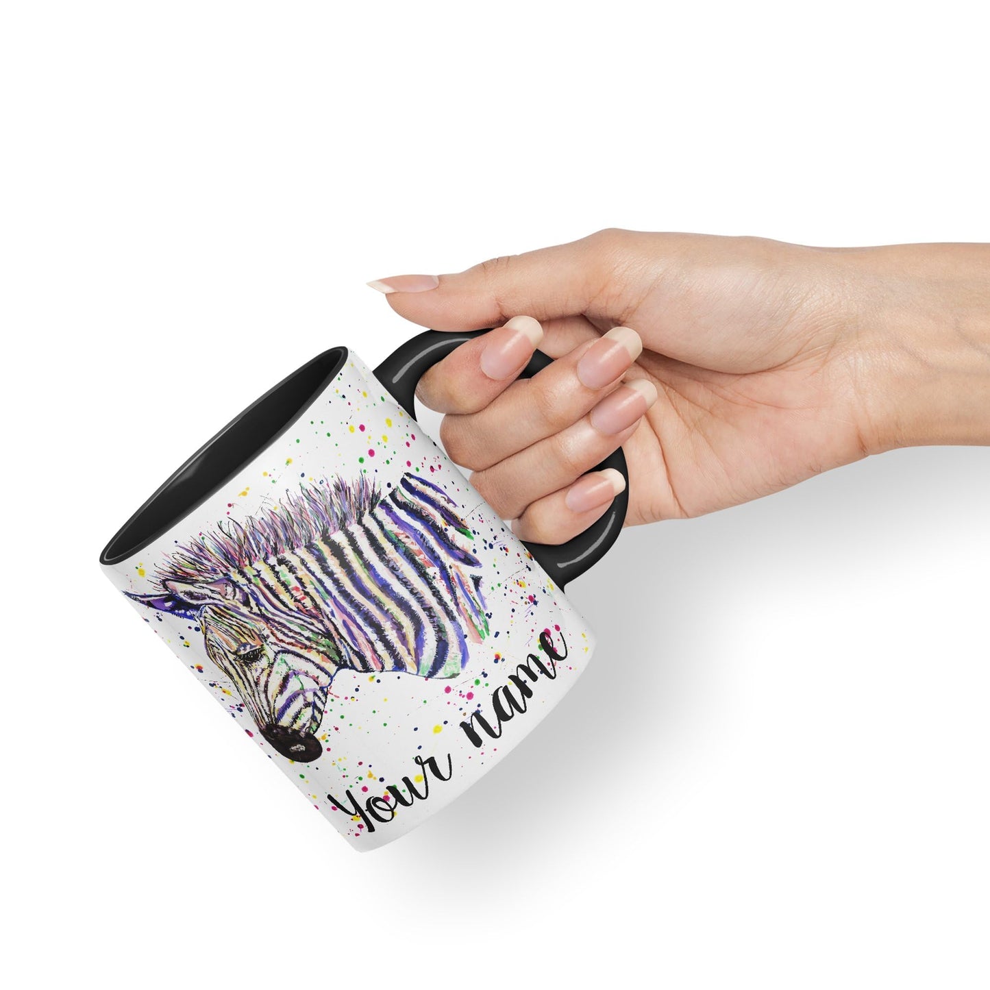 Vixar Personalised with Your Text Zebra Wildlife Animals Art Coloured Ceramic Mug Cup Gift 330ml 11oz Custom Work Office Tea Coffee