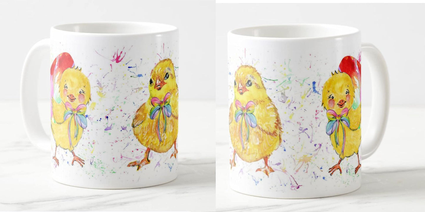 Easter Chicks Watercolour Art Coloured Mug Cup Gift Birthday Work Office Tea Coffee E04