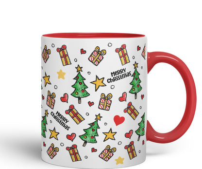 Vixar Christmas, Xmas Designs Tree Presents Coloured Ceramic Mug Cup Gift 330ml 11oz Work Office Tea Coffee Gift