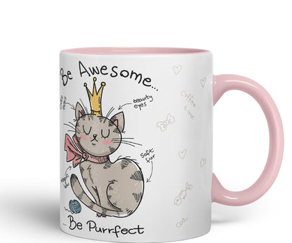 Vixar Be Awesome... Cat Ceramic Coloured Mug Cup Gift Tea Coffee Christmas Office Home Sarcastic Joke