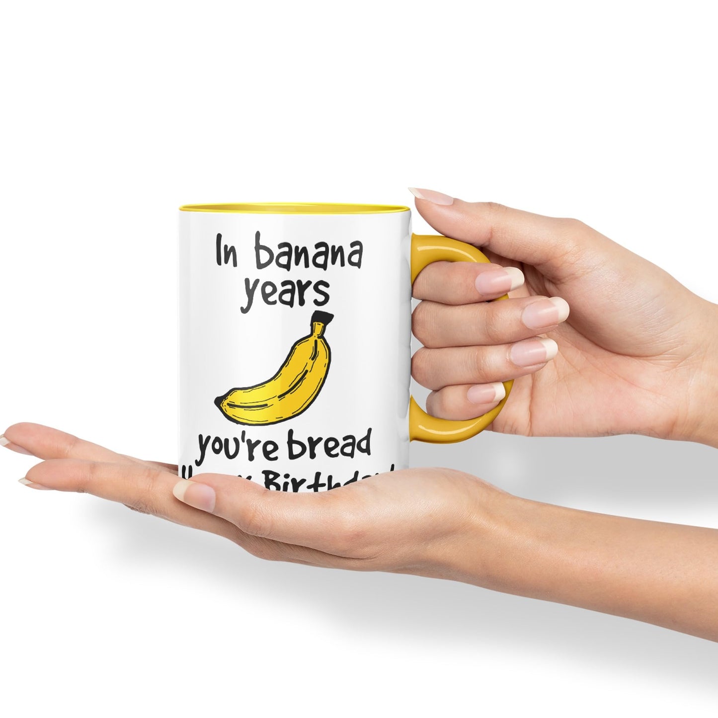 in Banana Years You're Bread Happy Birthday!, Mouse Joke sarkasm Sarcastic Ceramic Coloured Mug Cup for Tea Coffee Hot Brew 330ml 11Oz Gift