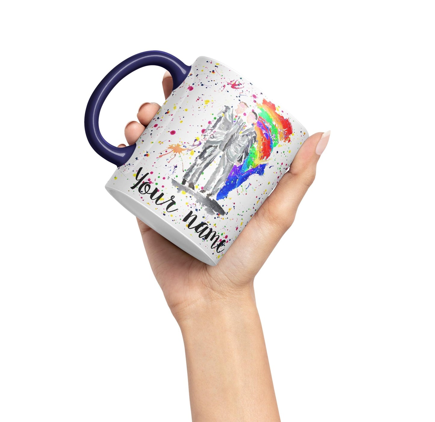 Vixar Personalised with Your Text Wedding Mr and Mr Pride Gay Art Coloured Ceramic Mug Cup Gift 330ml 11oz Custom Work Office Tea Coffee