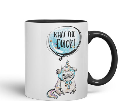 What The f…. Dog Unicorn Sarcastic Joke Gift Ceramic Coloured Mug Cup for Tea Coffee Hot Brew 330ml 11Oz