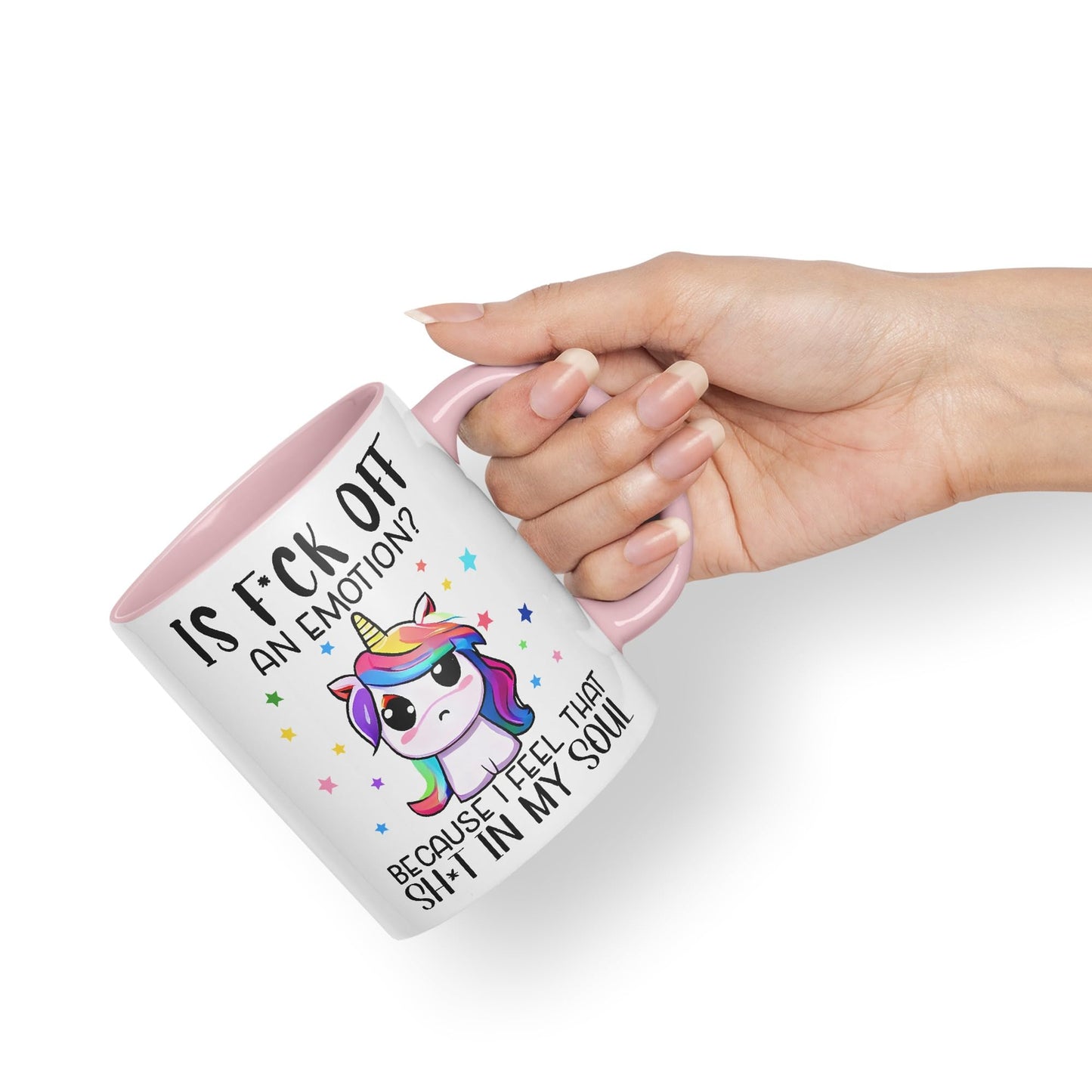 is f*ck Off, Bucause I Feel That shi*t in My Soul Unicorn Joke sarkasm Sarcastic Ceramic Coloured Mug Cup for Tea Coffee Hot Brew 330ml 11Oz Gift