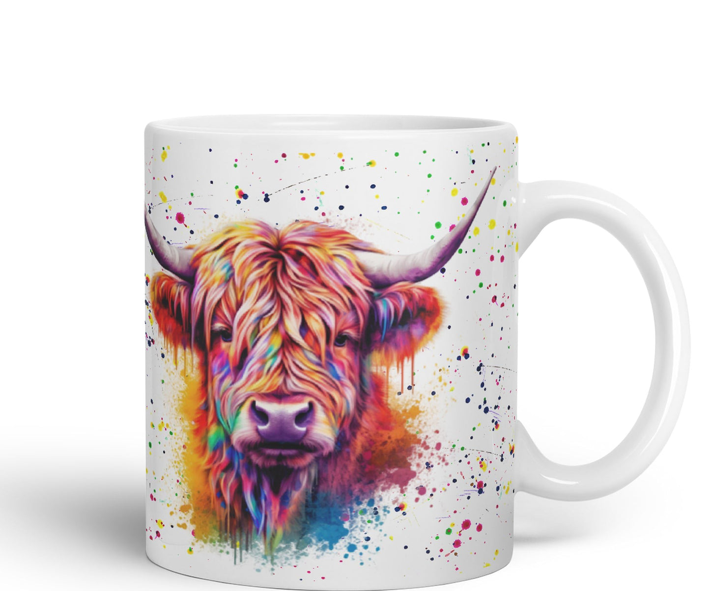 Highland Cow Scottish Farm Animals Watercolour Art Coloured 330 ml Mug Cup Gift Birthday Work Office Tea Coffee (hc4)