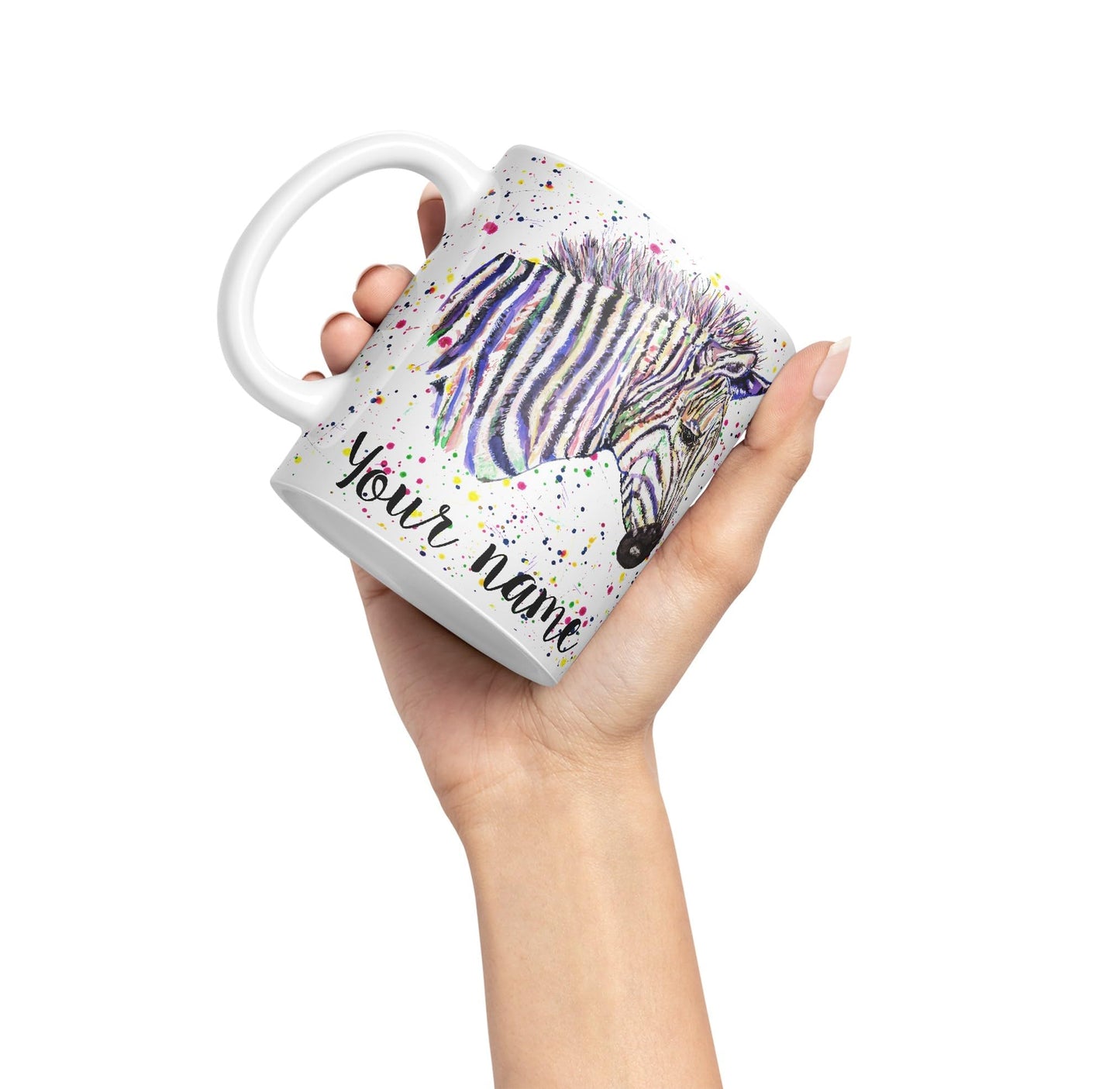 Vixar Personalised with Your Text Zebra Wildlife Animals Art Coloured Ceramic Mug Cup Gift 330ml 11oz Custom Work Office Tea Coffee