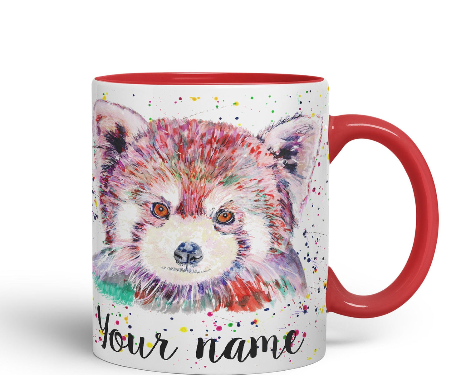 Vixar Personalised with Your Text Red Panda Animals Art Coloured Ceramic Mug Cup Gift 330ml 11oz Custom Work Office Tea Coffee