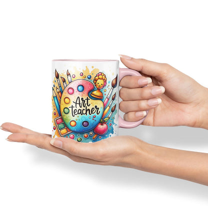 Vixar Art Teacher Mug Thank You, End of School Gift Ceramic Coloured Mug Cup for Tea Coffee Hot Brew 330ml 11Oz Gift