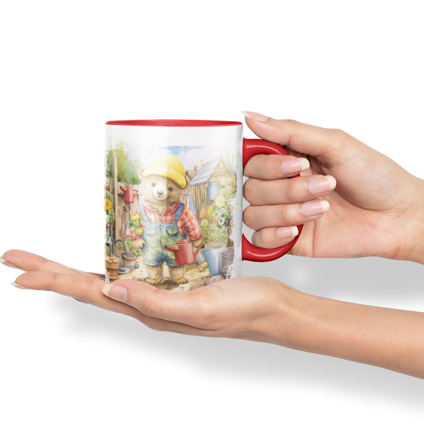 Vixar Teddy Bear Gardener Men Garden Ceramic Mug Coloured Mug Cup Gift Birthday Work Office Tea Coffee