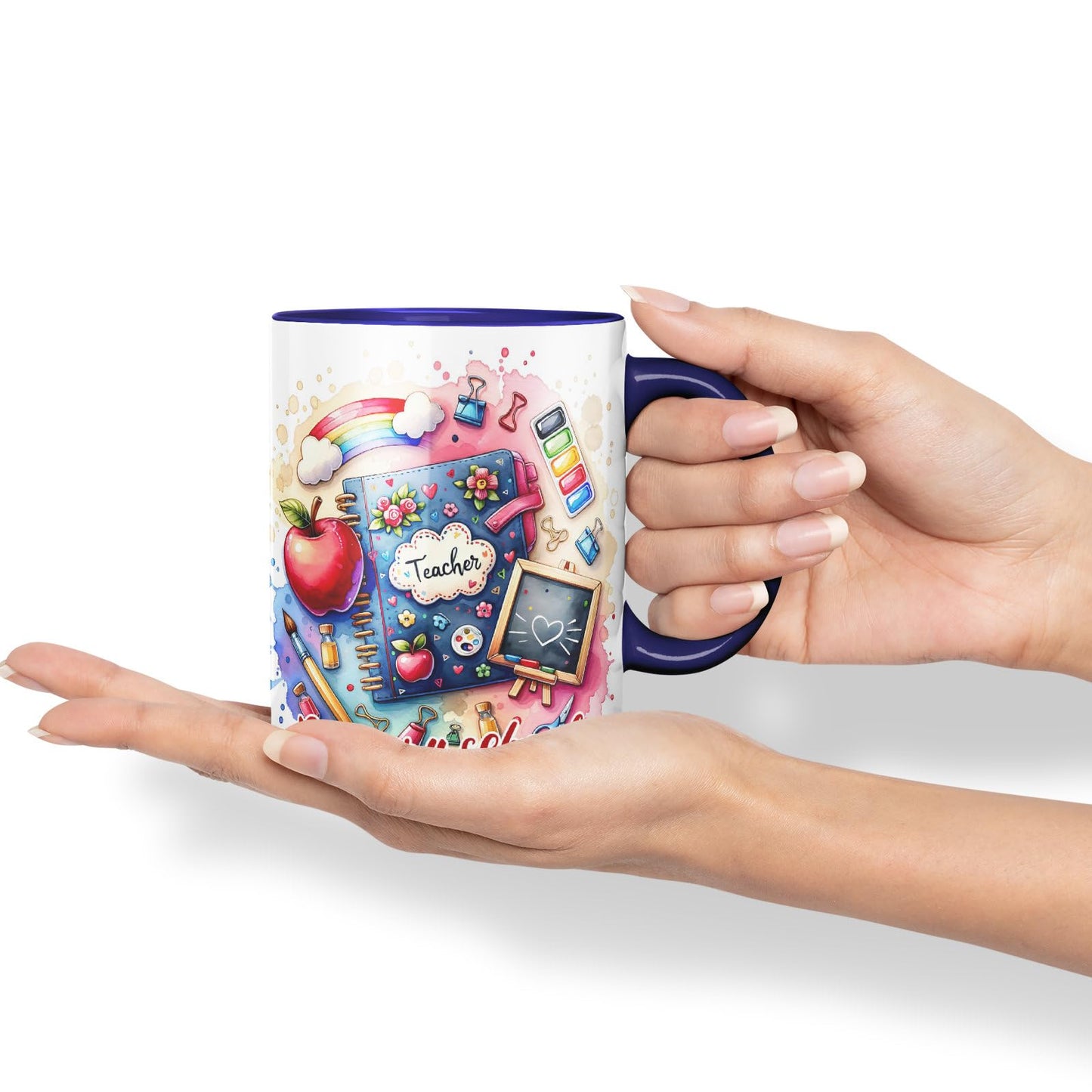 Vixar Primary School Teacher Mug Thank You, End of School Gift Ceramic Coloured Mug Cup for Tea Coffee Hot Brew 330ml 11Oz Gift
