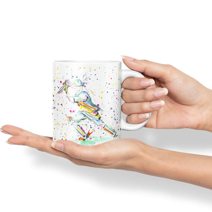 Cricket Sport Sportsmen Watercolour Ceramic Coloured Mug Cup for Tea Coffee Hot brew 330ml 11Oz Gift