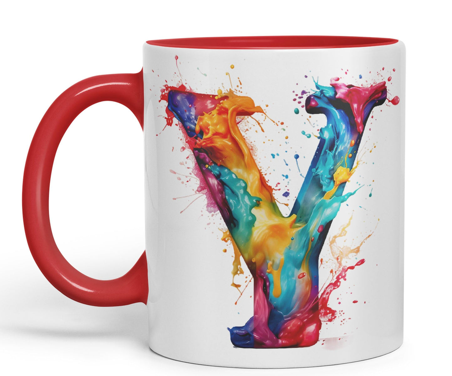 Letter Y mug, Alphabet Letter R Monogram watercolour Ceramic Coloured Mug Cup for Tea Coffee Hot brew 330ml 11Oz Gift