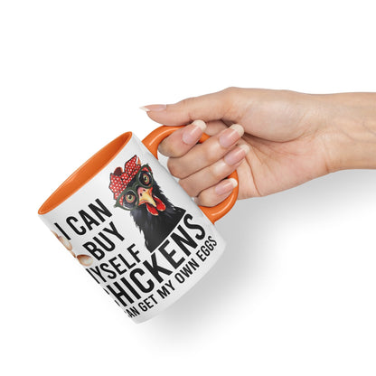 Vixar I can Buy Myself Chickens Sarcastic Joke Ceramic Coloured Mug Cup for Tea Coffee Hot Brew 330ml 11oz