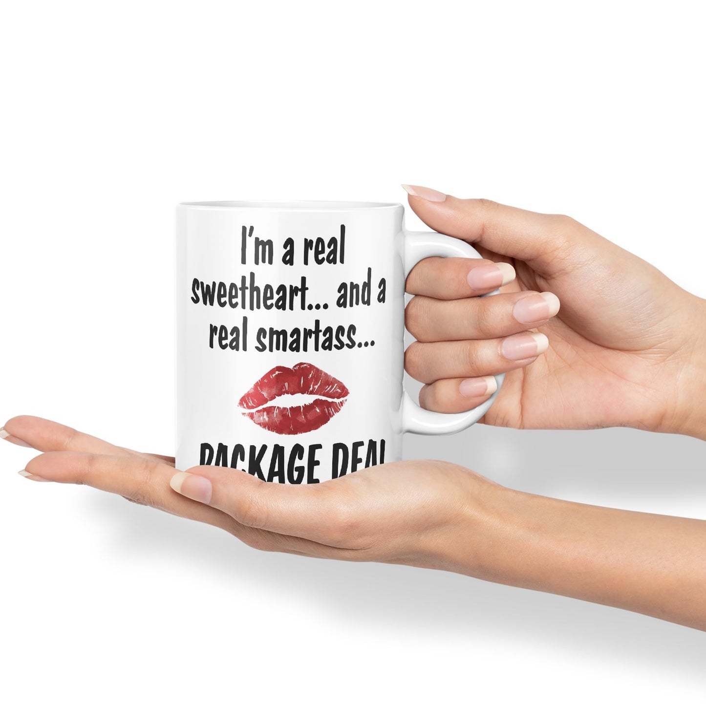 I'm a Real Seetheart … and a Real Smartass.. Package Deal Joke Sarcastic bee Ceramic Coloured Mug Cup for Tea Coffee Hot Brew 330ml 11Oz