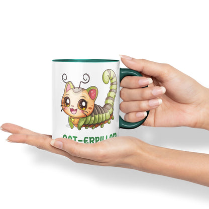 Cat-erpillar cat Kitten Joke sarkasm Sarcastic Ceramic Coloured Mug Cup for Tea Coffee Hot Brew 330ml 11Oz Gift