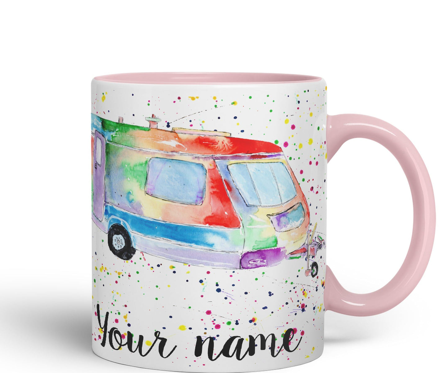 Vixar Personalised with Your Text Tourer Caravan Holiday Home Art Coloured Ceramic Mug Cup Gift 330ml 11oz Custom Work Office Tea Coffee